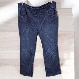 Belle by Kim Gravel plus 24W pull-on frayed bootcut jeans Primabelle Dark Indigo